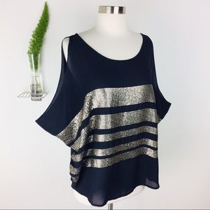 Takara Gorgeous Flounce Sequined Cover-Up Top (L)